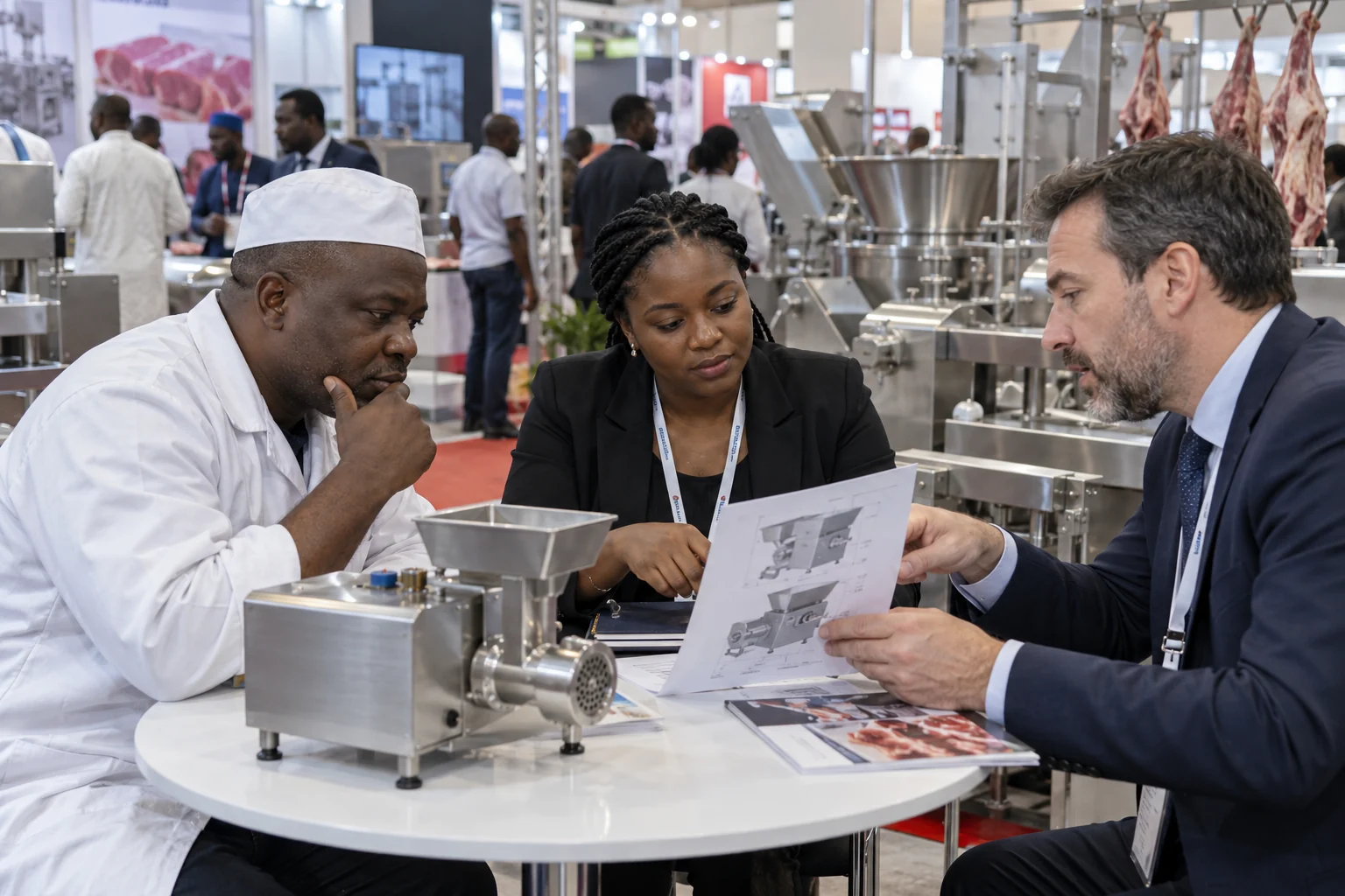 Concept image of a buyer and supplier meeting at a technology exhibition
