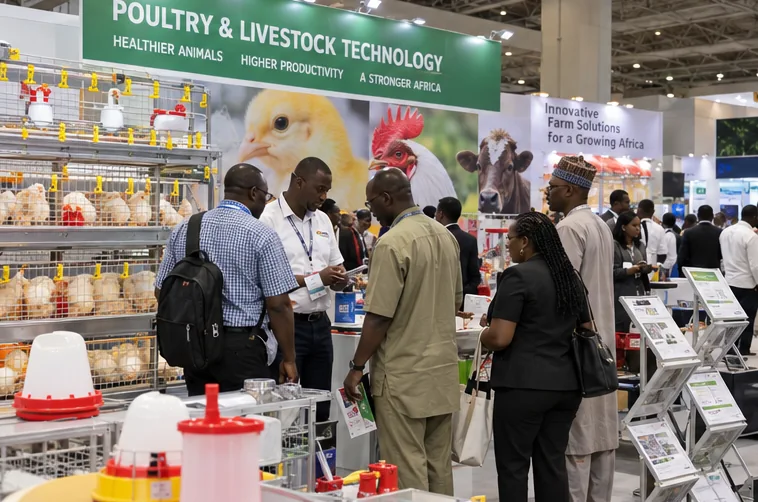 Visitors compare livestock and poultry sector technology at an expo